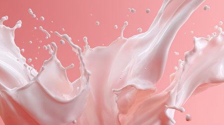 Splash of pink liquid emphasizes motion and fluidity against a soft background in creative art displayの素材