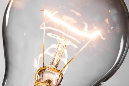 Close up of an illuminated light bulb