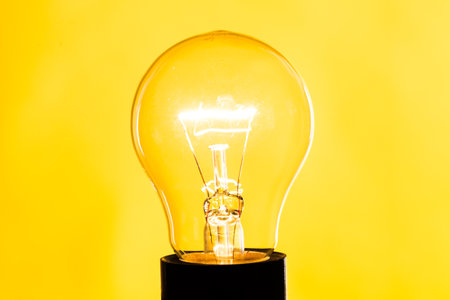 Close up of an illuminated light bulb