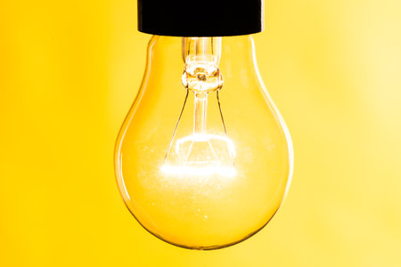 Close up of an illuminated light bulb