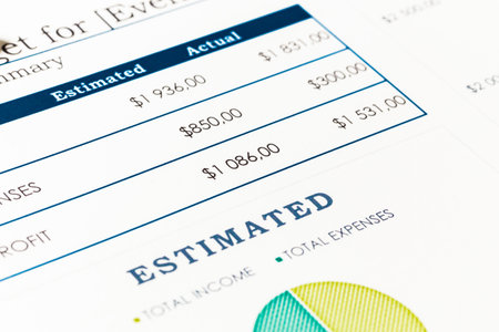 Budget summary showing estimated and actual expenses for a recent event planning project