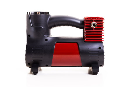 Compact portable air compressor for bike maintenance and repairsの写真素材