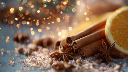 Warm spices and citrus create a cozy holiday atmosphere in the kitchenの素材