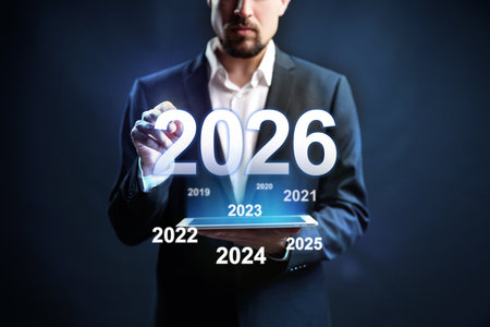 Future planning with digital timeline showcasing the years 2021 to 2026