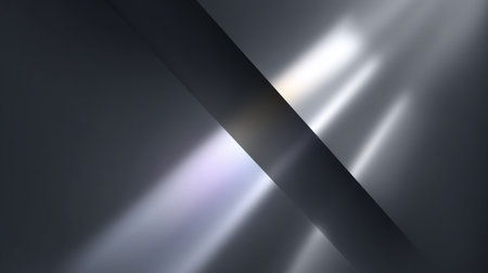 Light beams create reflections in a dark space under a sleek metallic surfaceの素材