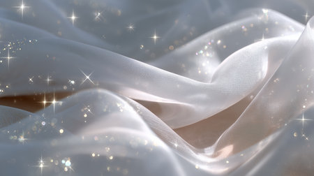 Soft white fabric with sparkling details creating a dreamy aestheticの素材
