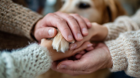 Family and pet enjoy a moment of togetherness in cozy settingの素材
