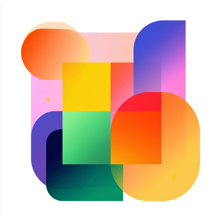 Colorful abstract shapes create a modern artwork with vibrant hues and geometric designsの素材