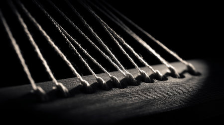 String lines create intricate patterns on a dark background during a creative projectの素材