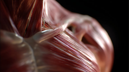 Muscle structure reveals intricate details of human anatomy in close-up viewの素材