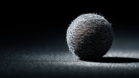 Soft textured ball illuminated under gentle light against a dark backgroundの素材