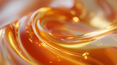 Bright orange smooth liquid swirling in a vibrant, artistic patternの素材