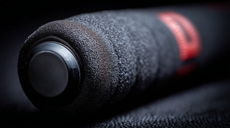 Close-up view of a textured grip handle showcasing its design and material qualityの素材