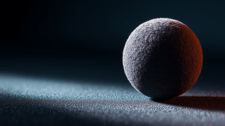 Soft textured sphere illuminated by light in a dark settingの素材