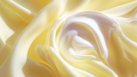 Delicate close-up of a creamy yellow rose petal unfolding in soft lightingの素材
