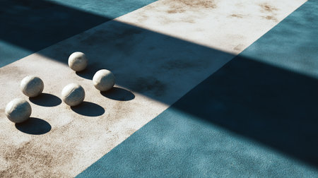 Playing boule on a sunny day at the local parkの素材