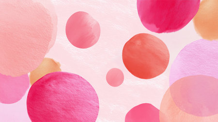Colorful watercolor circles create a vibrant abstract background for various usesの素材