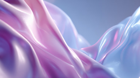 Colorful silky fabric waves blending pink and blue tones in a soft backgroundの素材