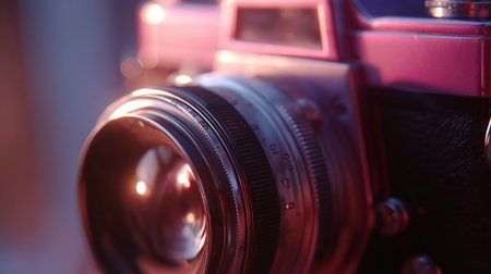 Vintage camera showcasing intricate details and artistic design in soft lightingの素材