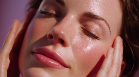 Woman enjoying a facial treatment in a serene spa environmentの素材