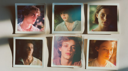 Collection of portrait photographs showcasing diverse expressions of youth and individualityの素材