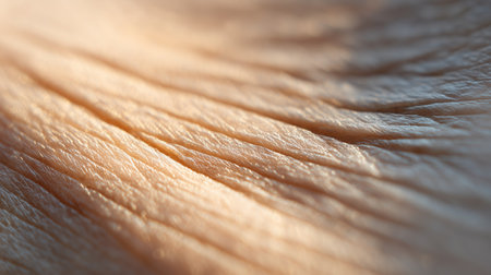Close view of skin texture showing light and surface details at a specific angleの素材