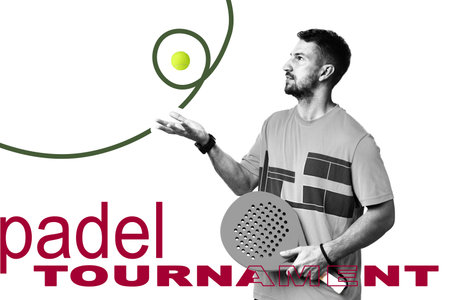 Padel player ready for action during a tournament match showcasing skills and focusの写真素材