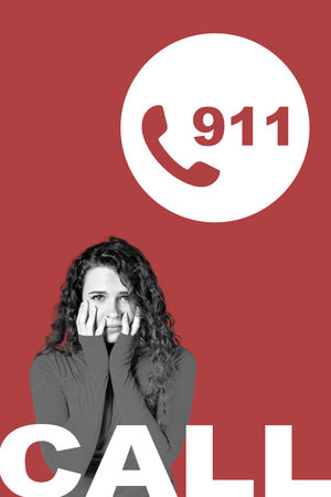Woman shows concern and fear while emphasizing the need to call emergency services