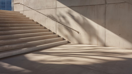 Shadows on the stairs at a modern building during the afternoonの素材