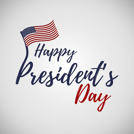 Celebrating Presidents Day with a flag and festive message on a light backgroundの写真素材