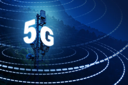 5G network tower in action providing fast internet connection in urban area