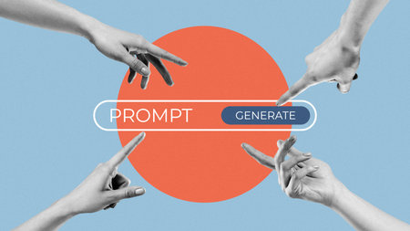 Hands reach toward a button on a colorful background during a creative activity