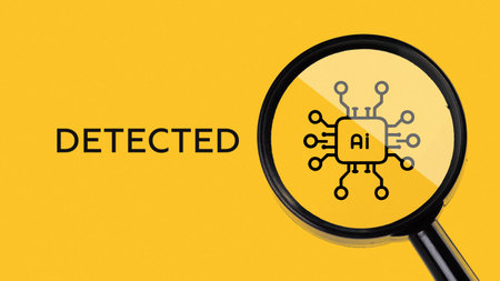 AI technology detected with a magnifying glass on a yellow background