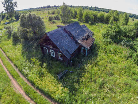 An abandoned village. The village long since left residents. Home destroyed by time.の写真素材