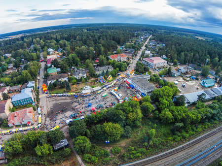 The centre of the village from the height of bird flight. Holiday "Day of the village".の写真素材