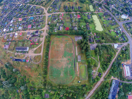 The football field of a small Russian provincial townの写真素材