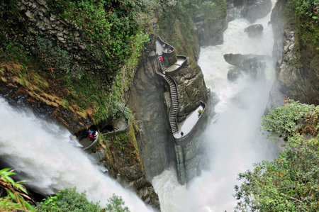 Pailon del Diablo Waterfall, Ecuador.の写真素材