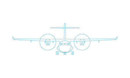 Front view diagram of a turboprop aircraft.のイラスト素材
