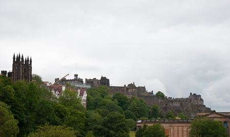 view of the old city of edinburghの写真素材