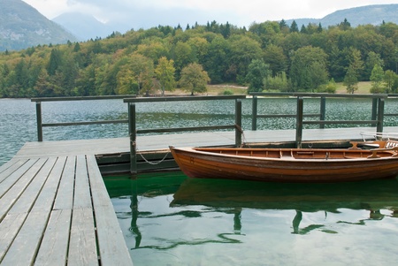detail of the bohinj lake in sloveniaの写真素材