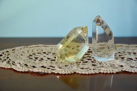 Citrine and clear quartz used in healing crystals to balance 3rd chakra, Solar plexusの写真素材