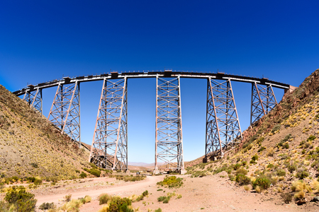 San Antonio de los Cobres, Argentina - 31st March 2016. Viaducto La Polvorilla  is the name given to the best known of the viaducts through which passes the Train to the Clouds - then a las nubesのeditorial素材