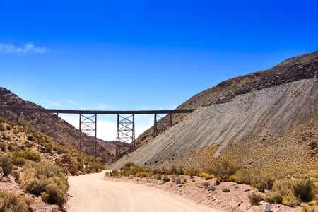 San Antonio de los Cobres, Argentina - 31st March 2016. Viaducto La Polvorilla  is the name given to the best known of the viaducts through which passes the Train to the Clouds - then a las nubesのeditorial素材