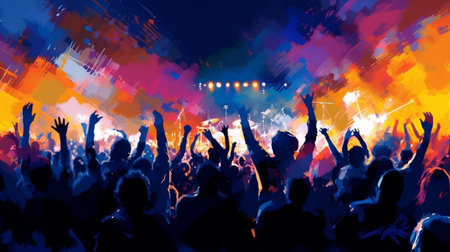 A crowd of people are at a concert, generative aiの素材