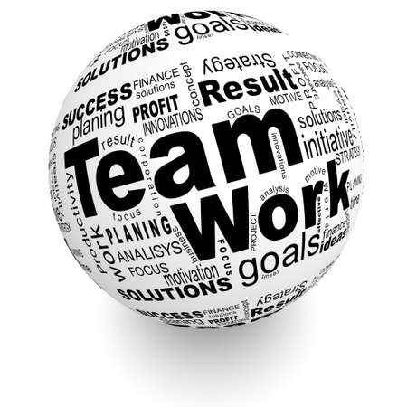 Teamwork oriented words on the ballの写真素材