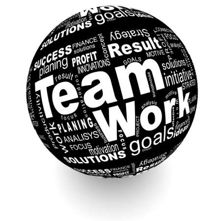 Teamwork oriented words on the ballの写真素材