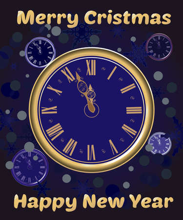 Christmas watches on Blue Snow Backgroundのイラスト素材