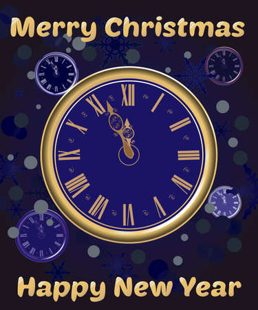 Christmas watches on Blue Snow Backgroundの写真素材