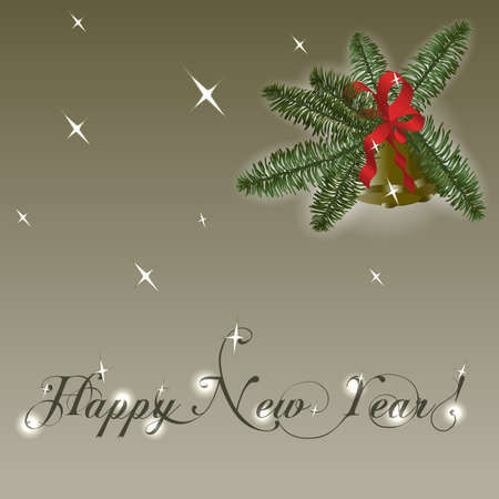 Christmas tree branches and Christmas Bellsの写真素材