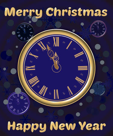 Christmas watches on Blue Snow Backgroundのイラスト素材